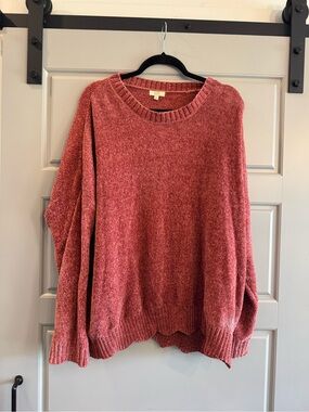 Kori Burnt Orange/Red Chenille Crewneck Sweater